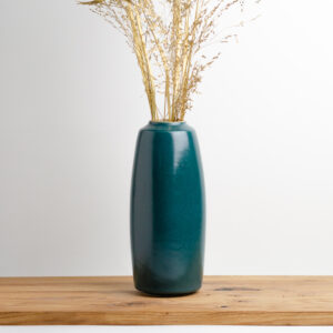 Vase schmal mit abgeflachten Seiten blaugrün